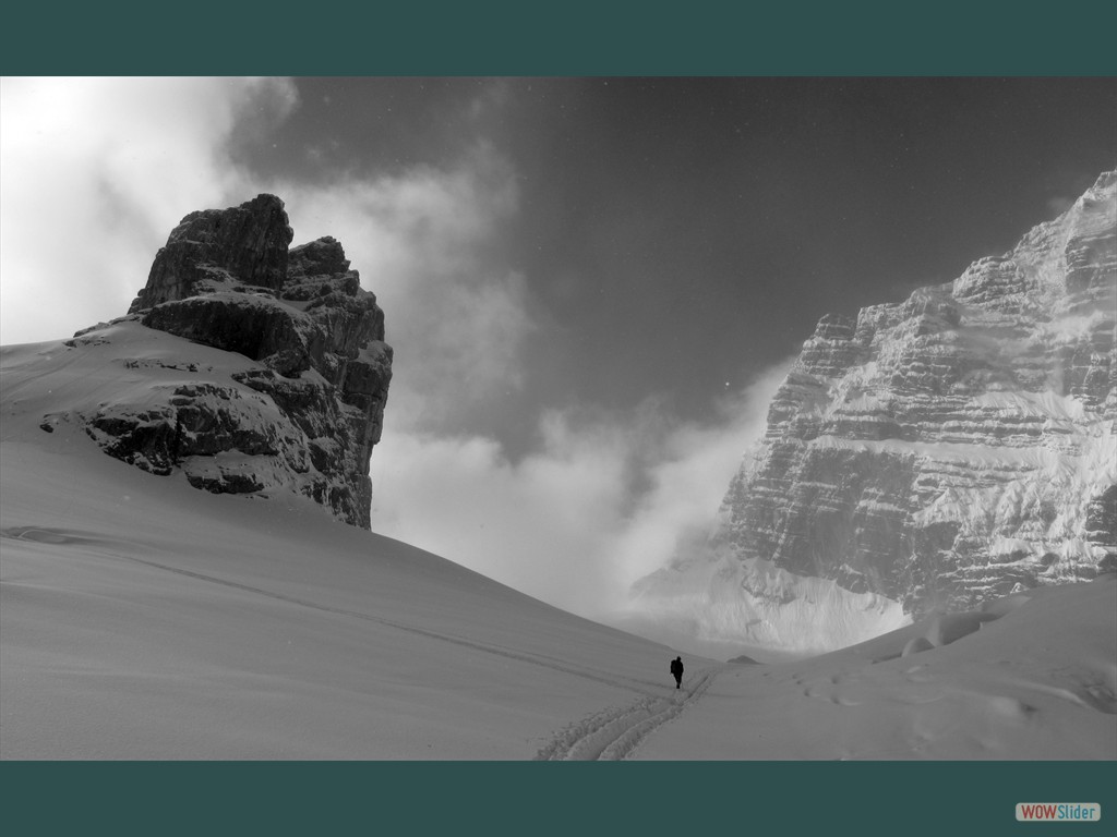 Rechts die Flanke zur Watzmann-Mittelspitze (Mrz 2010)