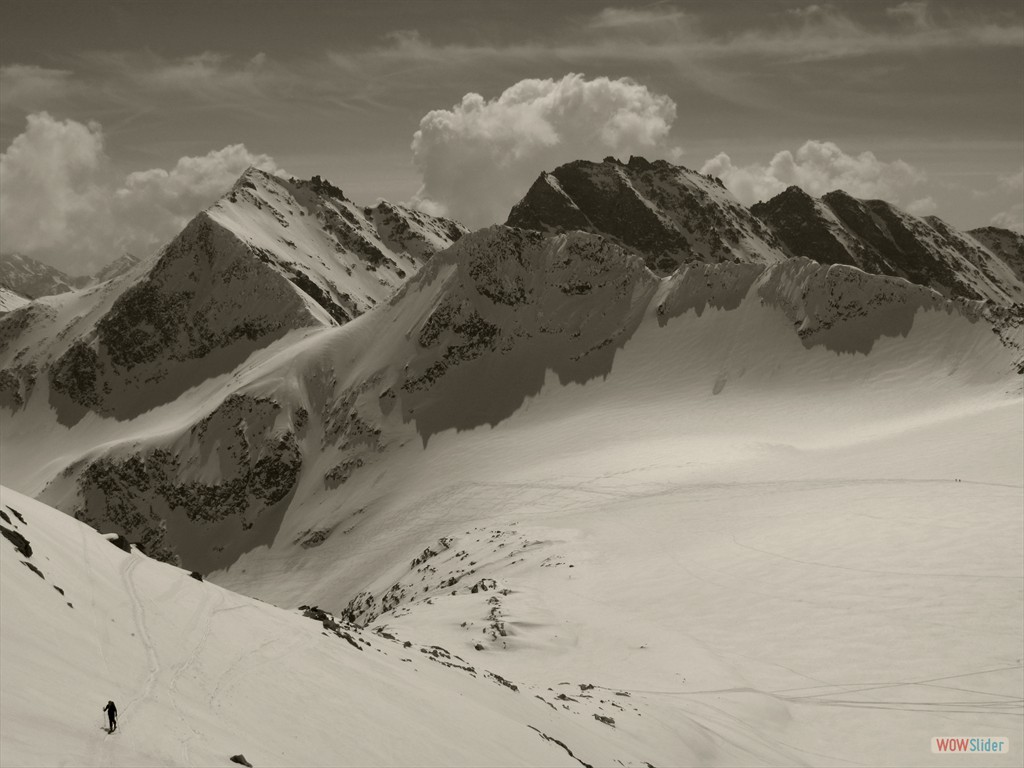 Goldbergkees, begrenzt durch Windischkogel, dahinter Rojacher Spitze u. links Alteck