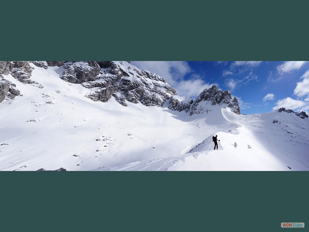 Grat zum Kampl, links unten die Eisgrube, (Feb. 2014)