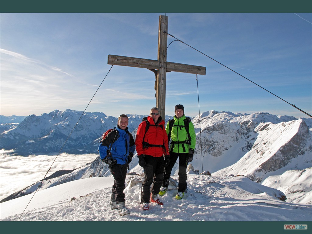 Steffen, Helmut u. Frank auf dem Eiskogel-Gipfel